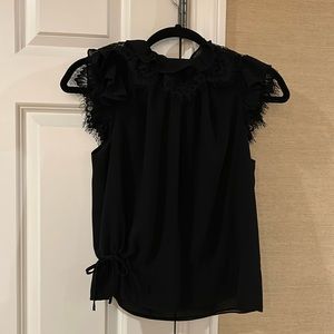 7 for all mankind XS black cap sleeve blouse EUC